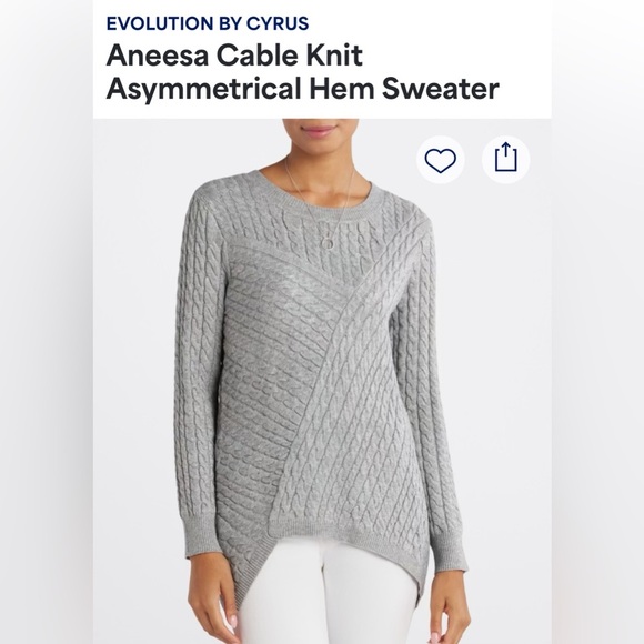 Grey Evikution by Cyrus Aneesa asymmetrical hem sweater.  Women’s size Medium - Picture 5 of 10